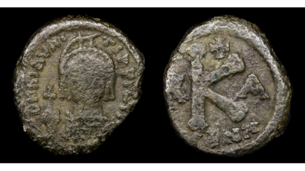 MAURICIO TIBERIO 582-602d.C., AE 1/2 Follis, Ravena