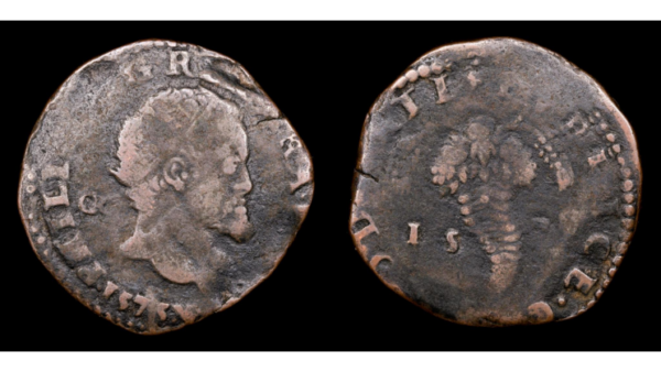NAPOLES, FELIPE II de España 1556-1598d.C., CU 1 Tornesi