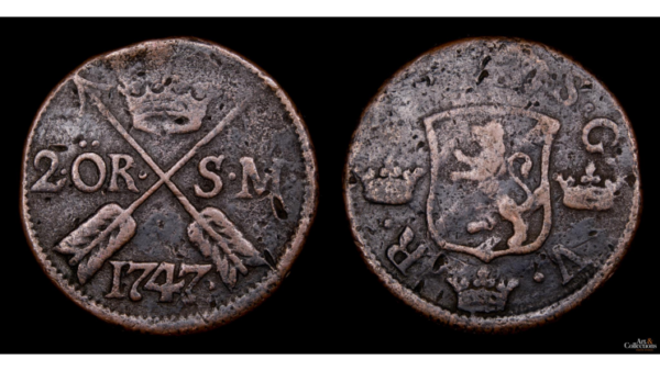 SUECIA, FREDRIK I 1720-1750d.C., AE 2 Öre