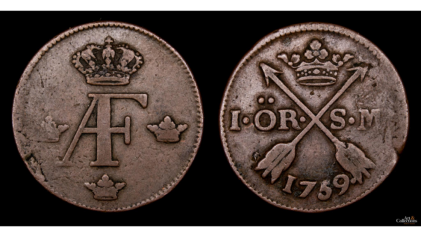 SUECIA, ADOLF FREDRIK 1751-1771d.C., AE 1 Öre