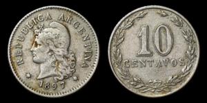 SERIE NIQUELES, CU-NI 10 Centavos 1897