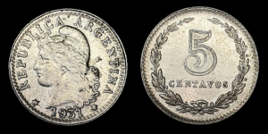 SERIE NIQUELES, CU-NI 5 CENTAVOS 1931
