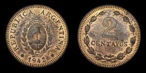 SERIE COBRES, Cu 2 Centavos 1942