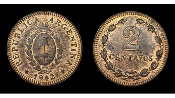 SERIE COBRES, Cu 2 Centavos 1942