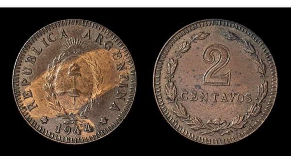 SERIE COBRES, Cu 2 Centavos 1944