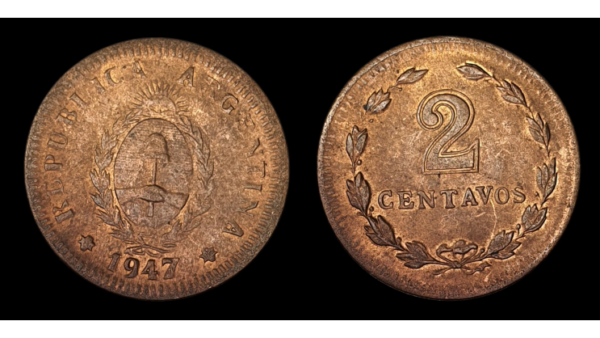 SERIE COBRES, Cu 2 Centavos 1947