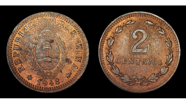 SERIE COBRES, Cu 2 Centavos 1948