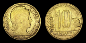 SERIE TORITOS, AL-AE 10 Centavos 1949