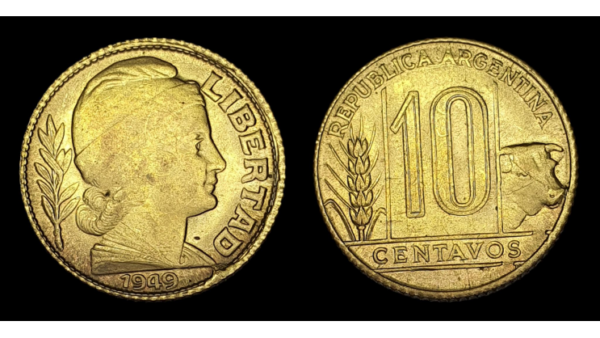 SERIE TORITOS, AL-AE 10 Centavos 1949