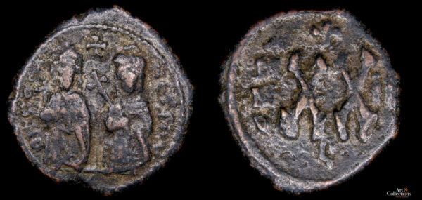 FOCAS y LEONCIA 602-610d.C., AE 1/2 Follis, Teúpolis