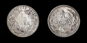 ALEMANIA IMPERIAL, GUILLERMO II 1888-1918d.C., AR 1/2 Mark, Berlín