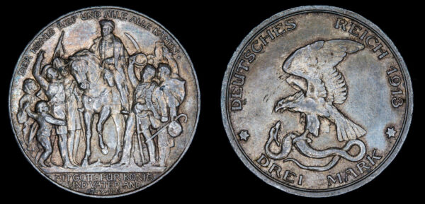 REINO DE PRUSIA, GUILLERMO II 1888-1918d.C, AR 3 Marks, Berlín