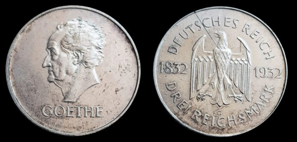 REPUBLICA DE WEIMAR, AR 3 Reichsmarks, Munich 