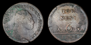 NAPOLES, FERNANDO IV 1759-1816d.C., Cu 6 Tornesi