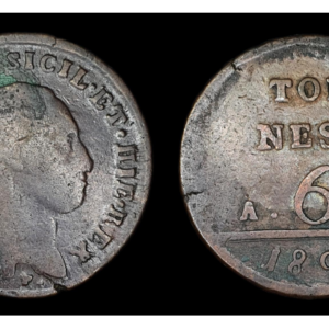 NAPOLES, FERNANDO IV 1759-1816d.C., Cu 6 Tornesi