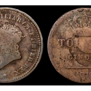 NAPOLES, FERNANDO I de las 2 Sicilias 1816-1825d.C., Cu 5 Tornesi