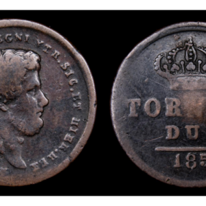 NAPOLES, FERNANDO II de las 2 Sicilias 1830-1859d.C., Cu 2 Tornesi
