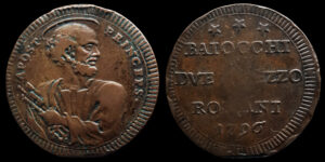 PIO VI 1775-1799d.C., ROMA, AE 2 1/2 Baiocchi