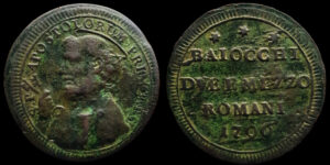 PIO VI 1775-1799d.C., ROMA, AE 2 1/2 Baiocchi