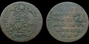 PIO VII 1800-1823d.C., ROMA, AE 1 Quattrino