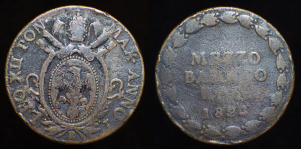LEO XII 1823-1829d.C., SAN SEVERINO, AE 1/2 Baiocchi
