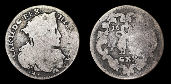 ME_26-025 NAPOLES, CARLO II 1759-1816d.C., AR Tari