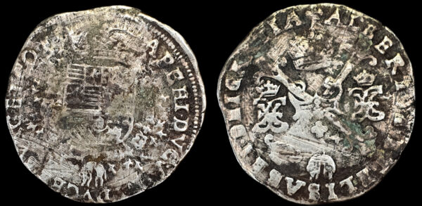 FLANDES, ALBERTO E ISABEL 1598-1621d.C., AR 1/4 Patacon, Brujas
