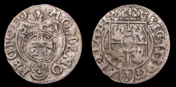 POLONIA Y SUECIA, SIGISMUNDO III 1587-1632d.C., AR 3 Polker, Bydgoszcz