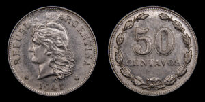 SERIE NÍQUELES - ERRORES, Cu-Ni 50 Centavos 1941