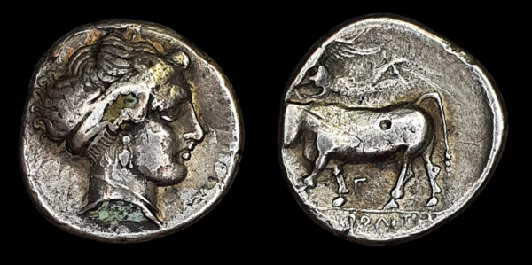 NEAPOLIS (Campania) AR NOMOS "Fourré" 395-385 a.C.