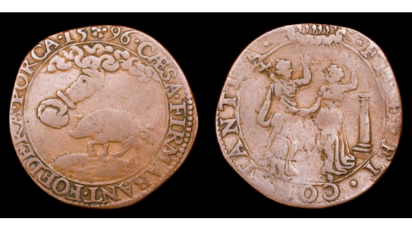 PAISES BAJOS ESPAÑOLES, FELIPE II, AE Rekenpfenning, Dordrecht
