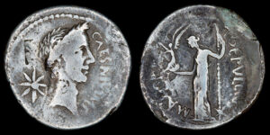 JULIO CESAR - P. Sepullius Macer 44 a.C., AR Denario, Roma