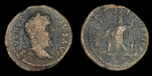 Moneda imitativa a Septimio Severo 193-211d.C., AE "Denario limes"