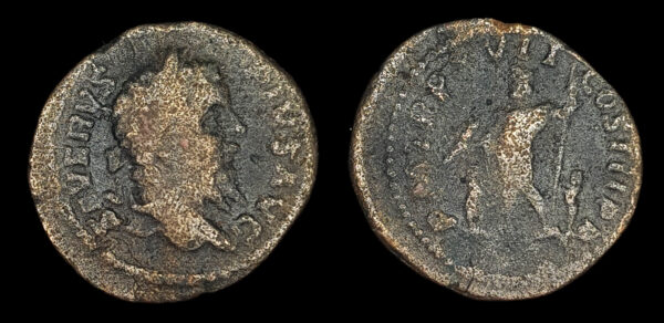 Moneda imitativa a Septimio Severo 193-211d.C., AE "Denario limes"